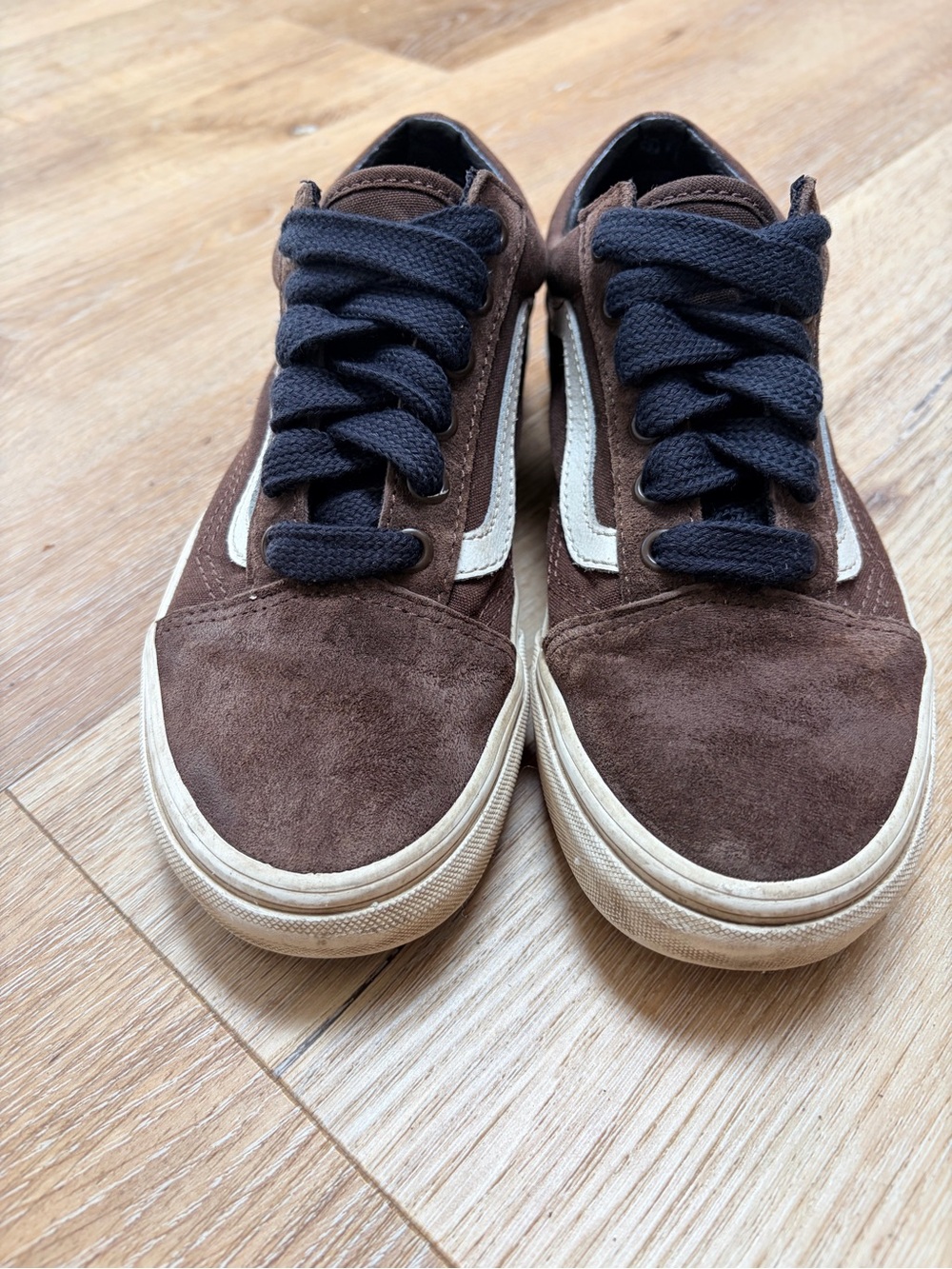 Vans Brown Suede Low-Top Sneakers with White Stripe